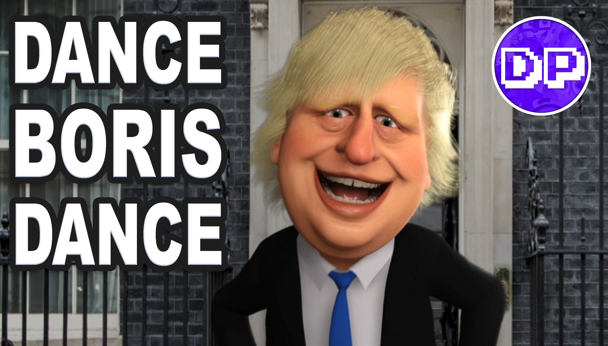 Digital Puppets Dance Boris Dance thumbnail featuring a 3D cartoon caricature of Boris Johnson outside Downing Street.